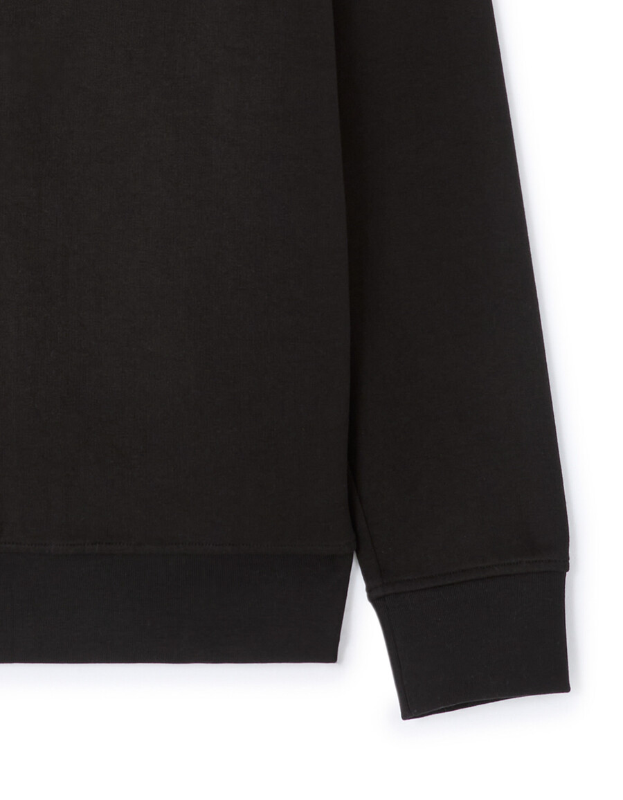 schwarzer kapuzenpullover aus baumwollmischgewebe mit reißverschluss