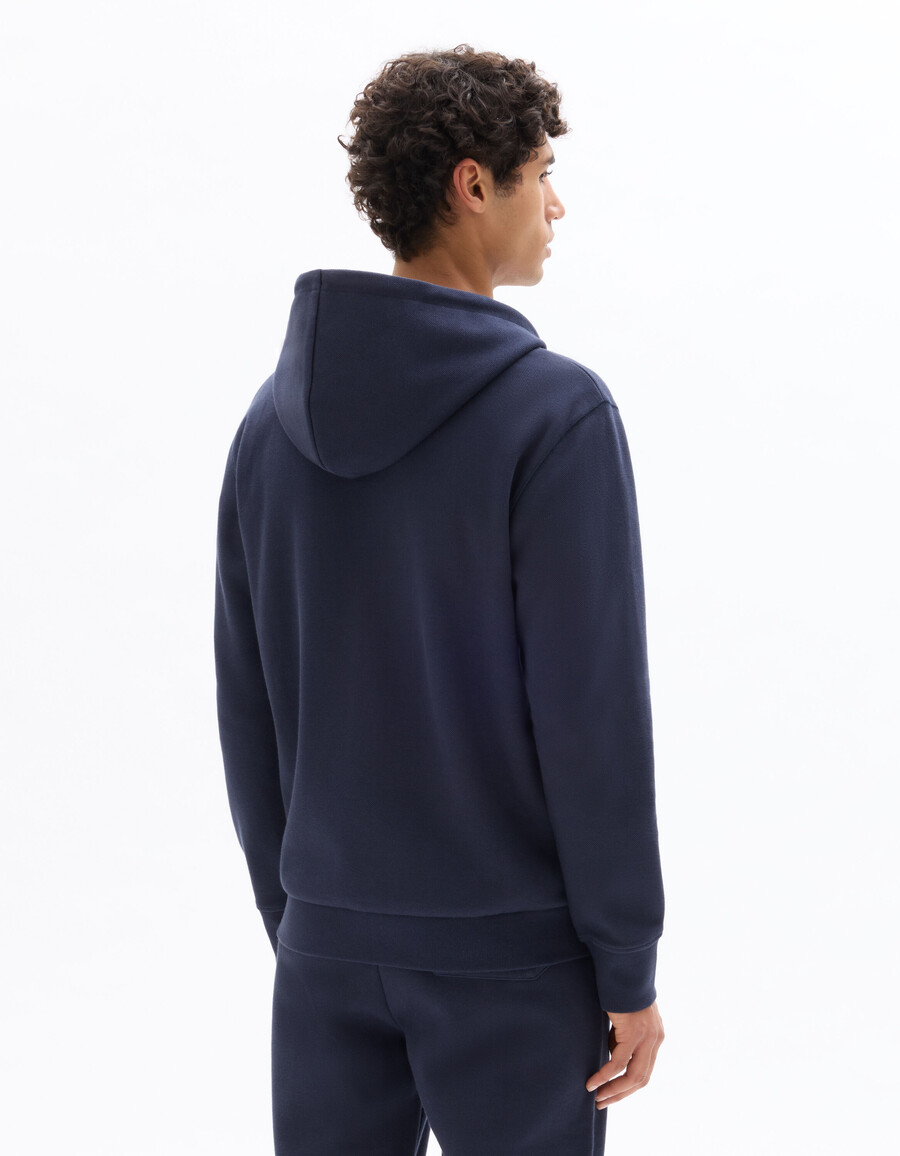 grüner piqué-hoodie mit durchgehendem reißverschluss in regulärer passform