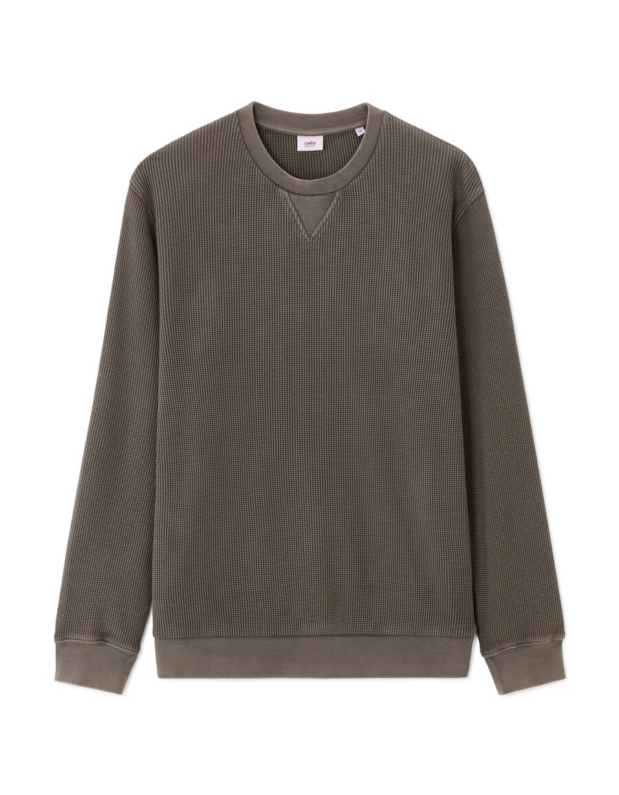 sweatshirt mit rundhalsausschnitt normale größe 100 geprägte baumwolle