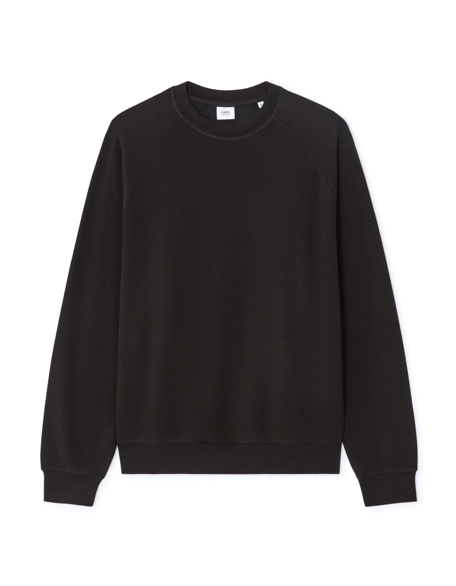 oversized piqué-sweatshirt mit rundhalsausschnitt