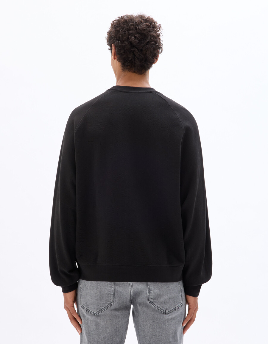 oversized piqué-sweatshirt mit rundhalsausschnitt