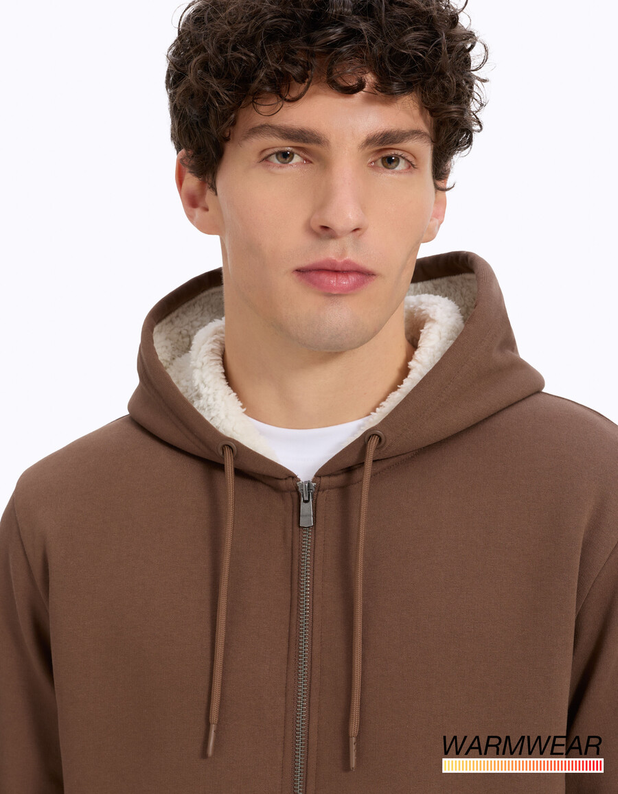 sherpa-gefütterter kapuzenpullover mit reißverschluss