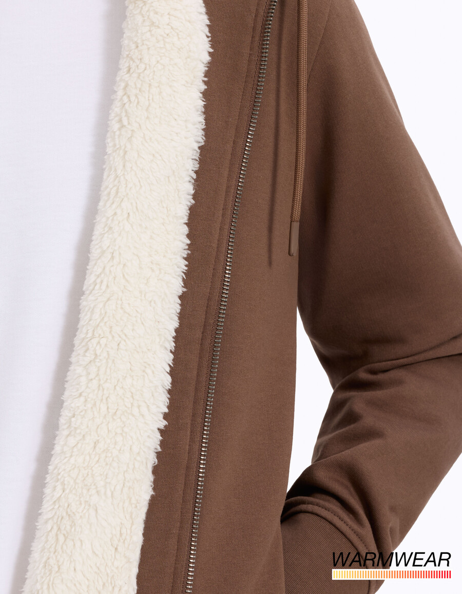 sherpa-gefütterter kapuzenpullover mit reißverschluss