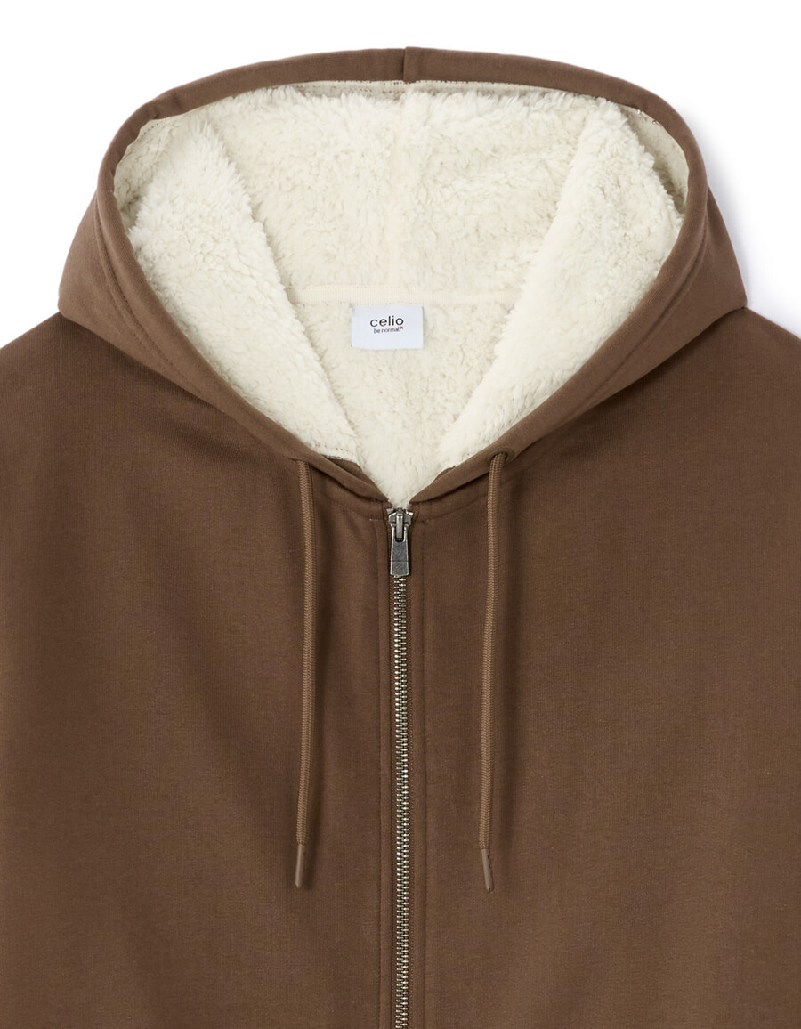 sherpa-gefütterter kapuzenpullover mit reißverschluss