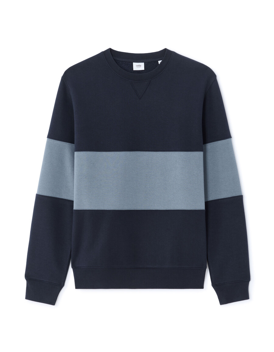 zweifarbiges sweatshirt mit rundhalsausschnitt