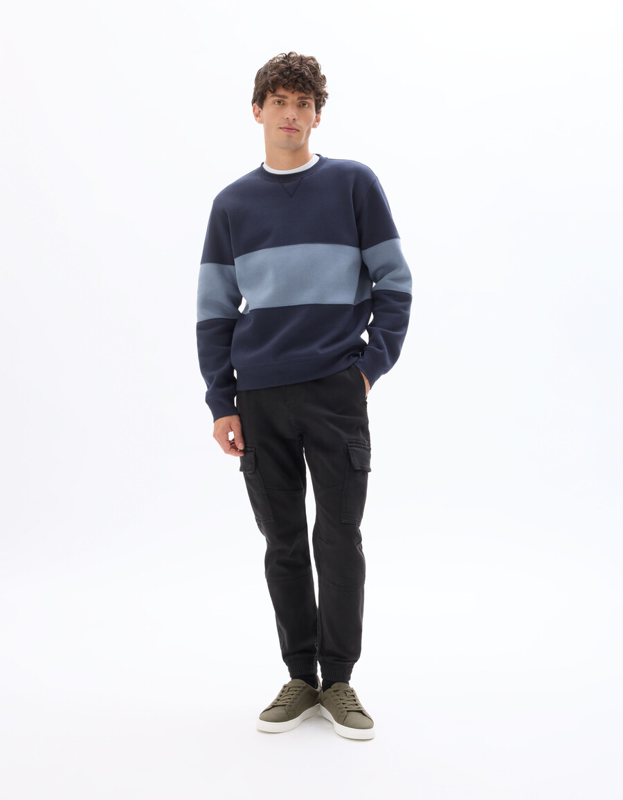 zweifarbiges sweatshirt mit rundhalsausschnitt