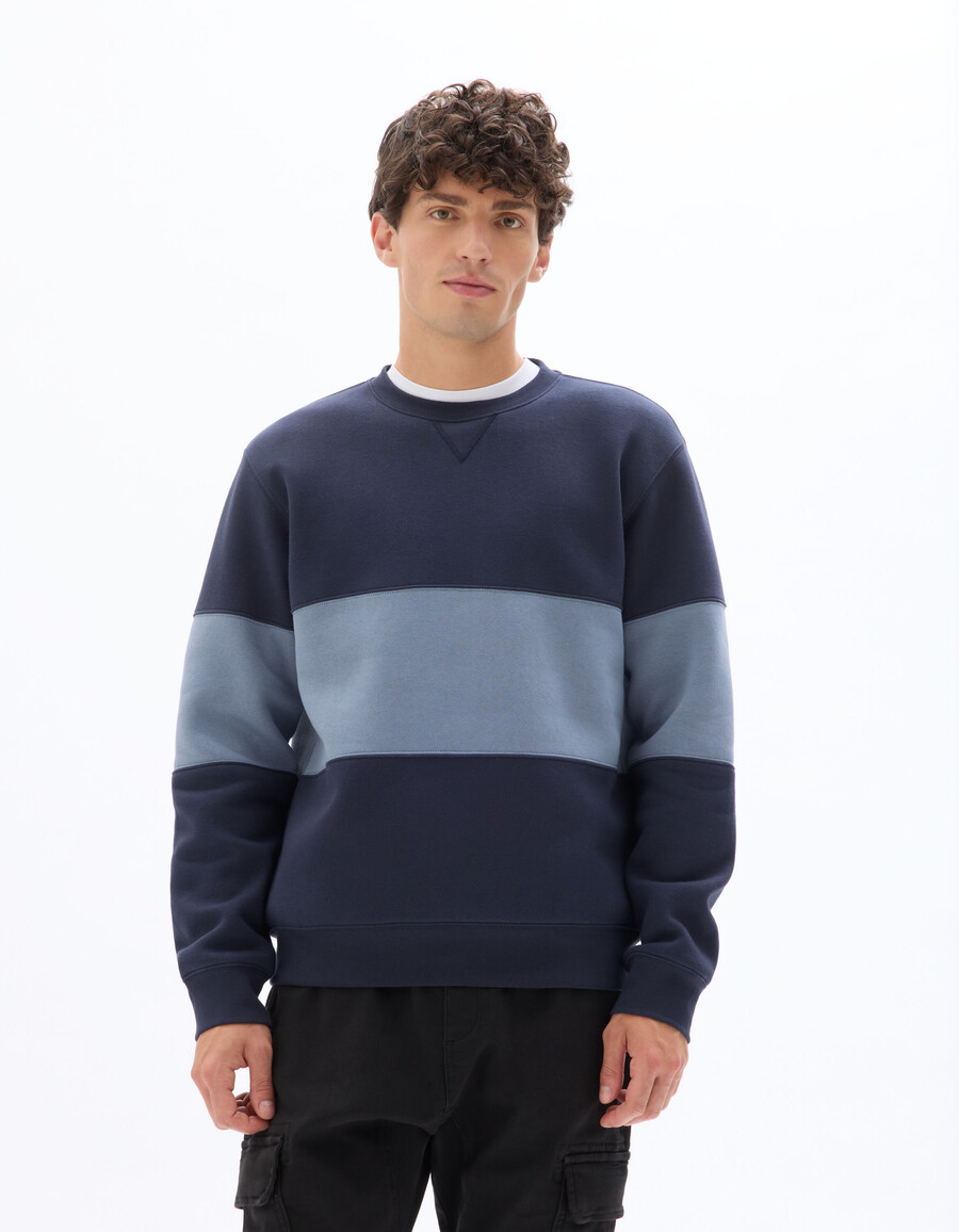 zweifarbiges sweatshirt mit rundhalsausschnitt