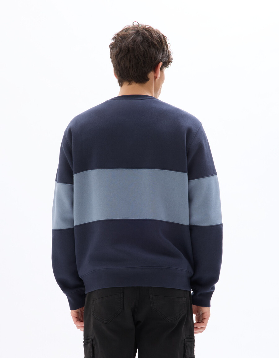 zweifarbiges sweatshirt mit rundhalsausschnitt
