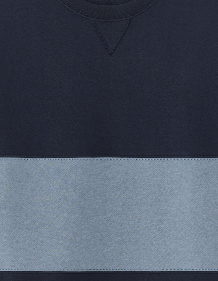 zweifarbiges sweatshirt mit rundhalsausschnitt