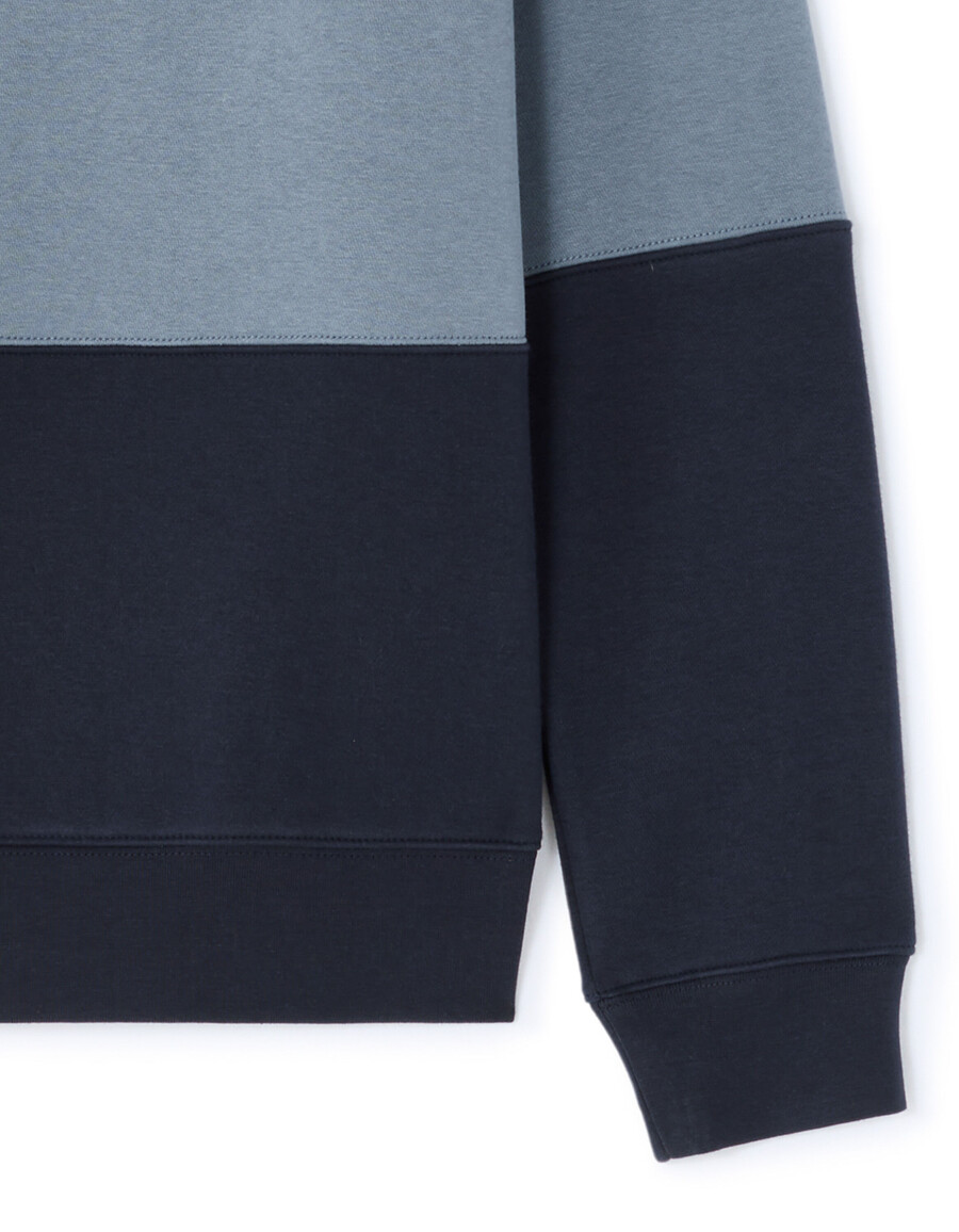 zweifarbiges sweatshirt mit rundhalsausschnitt