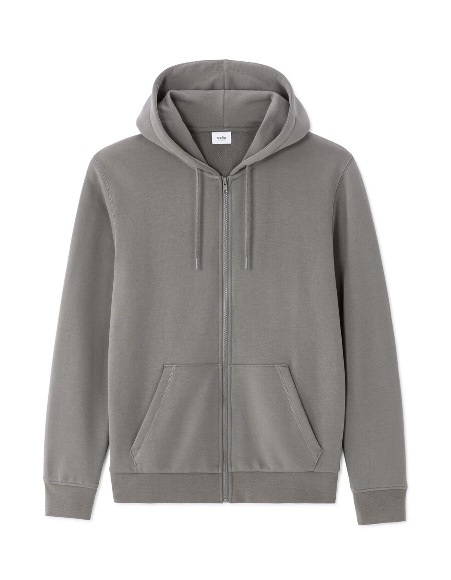 kapuzenpullover mit reißverschluss mittelgrau 100 baumwolle