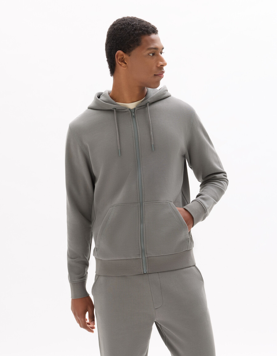 kapuzenpullover mit reißverschluss mittelgrau 100 baumwolle