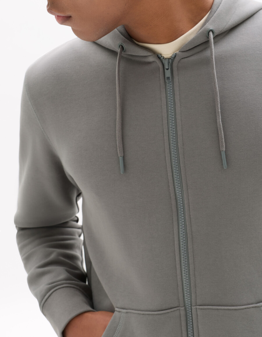 kapuzenpullover mit reißverschluss mittelgrau 100 baumwolle