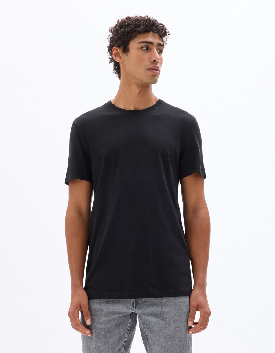 regular fit rundhals-t-shirt aus 100 baumwolle lang