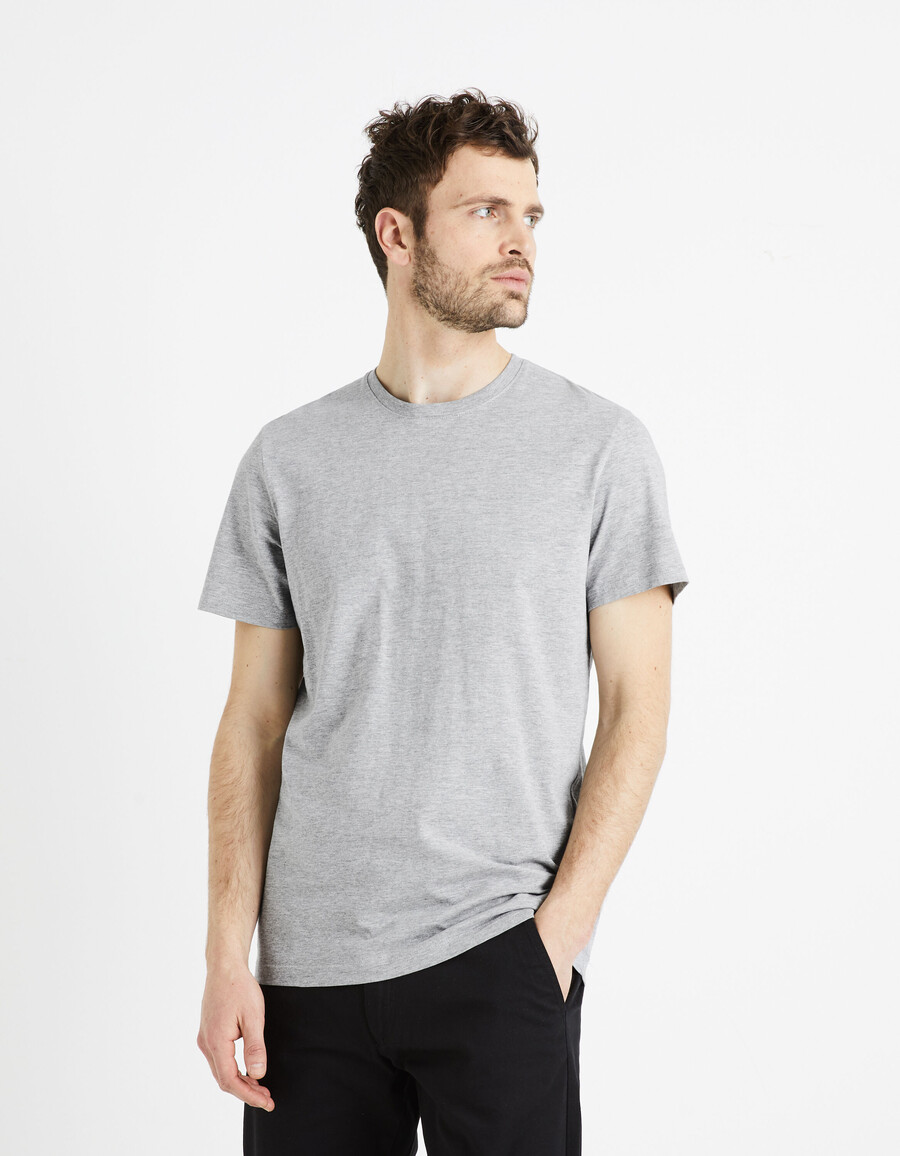 regular fit t-shirt mit rundhalsausschnitt baumwollmischung lange länge