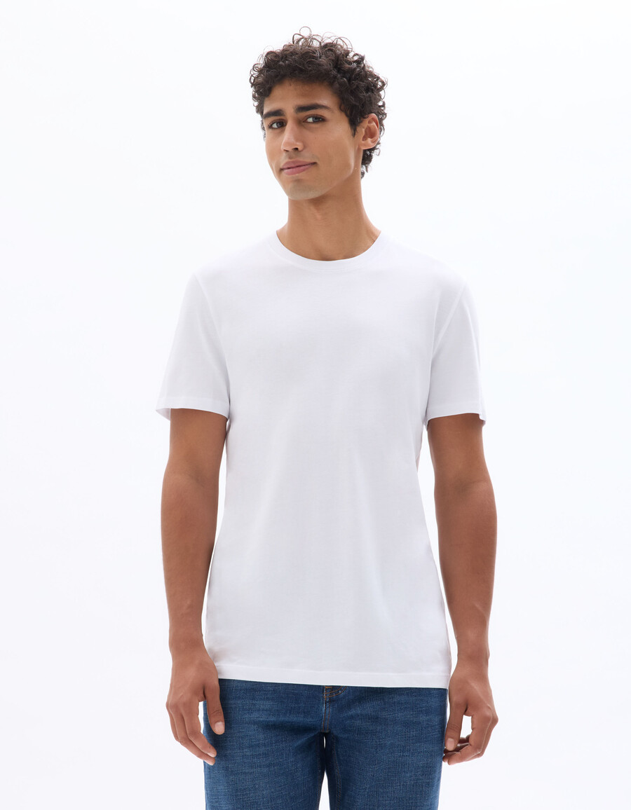 normales rundhals-t-shirt aus 100 baumwolle lang
