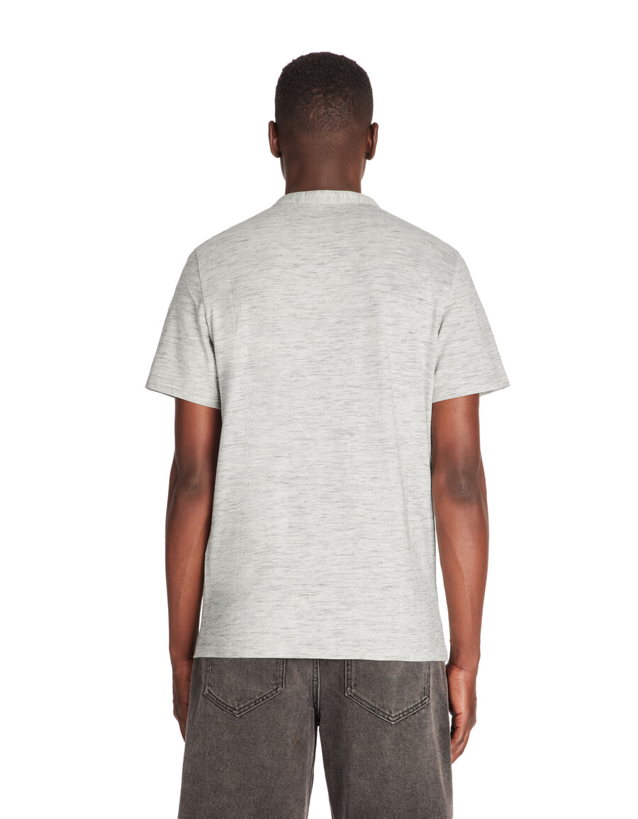 hellgraues henley-t-shirt mit regulärer passform aus baumwollmischgewebe