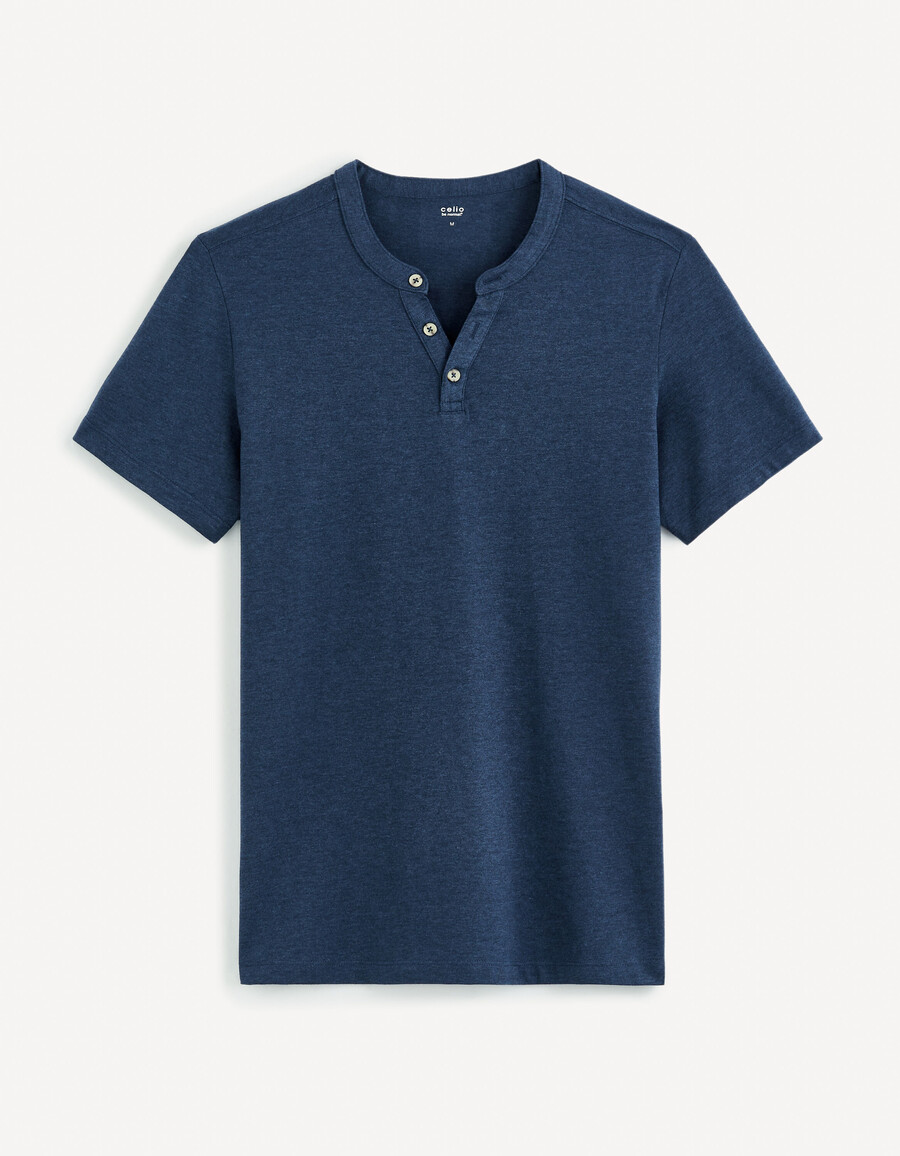 henley-t-shirt aus baumwollmischgewebe mit regulärer passform