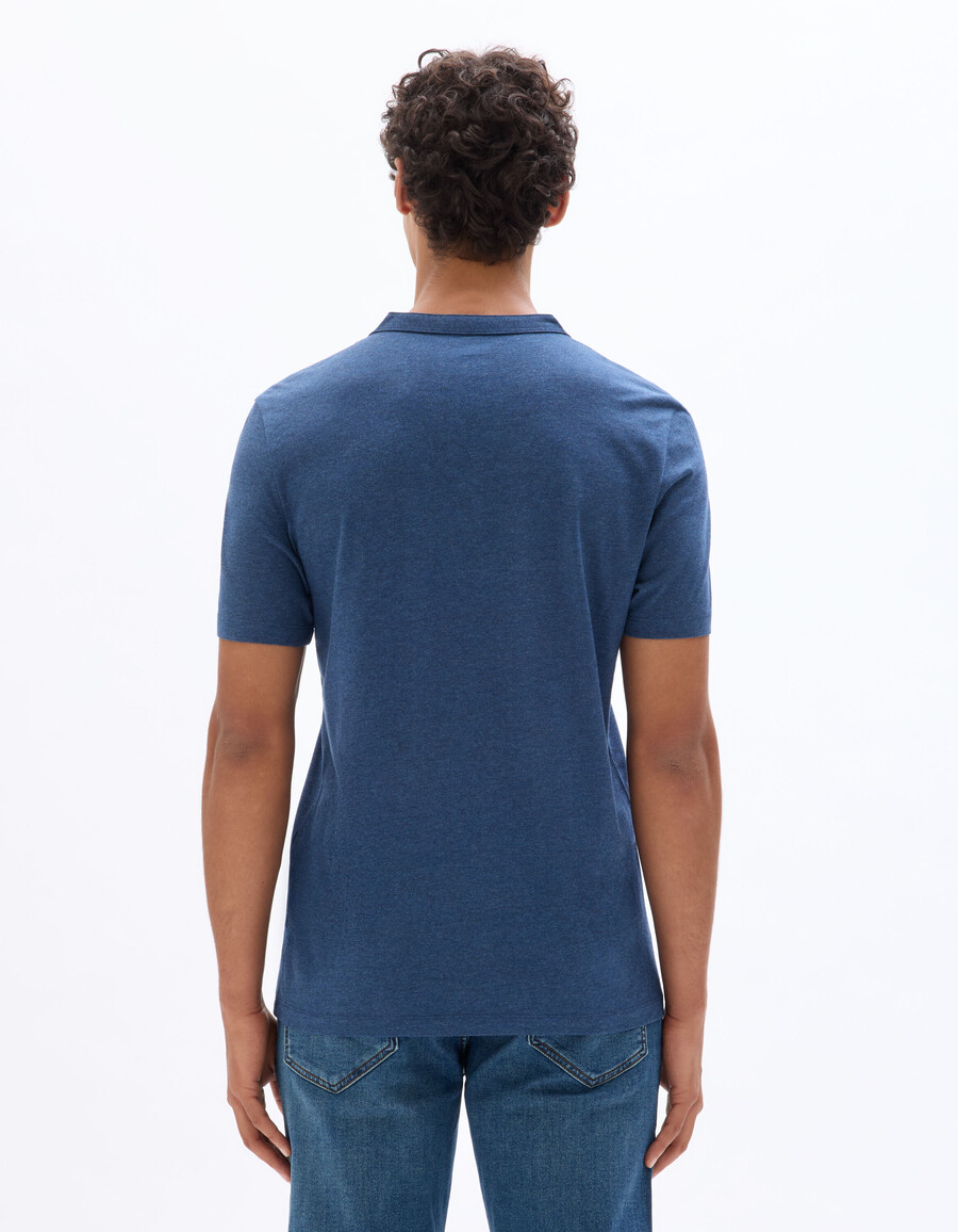 henley-t-shirt aus baumwollmischgewebe mit regulärer passform