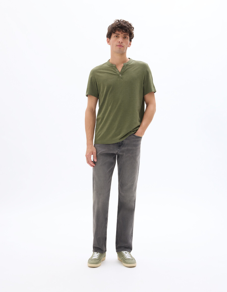 regular fit henley-t-shirt aus baumwollmischgewebe