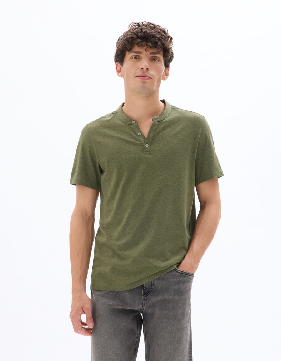 regular fit henley-t-shirt aus baumwollmischgewebe