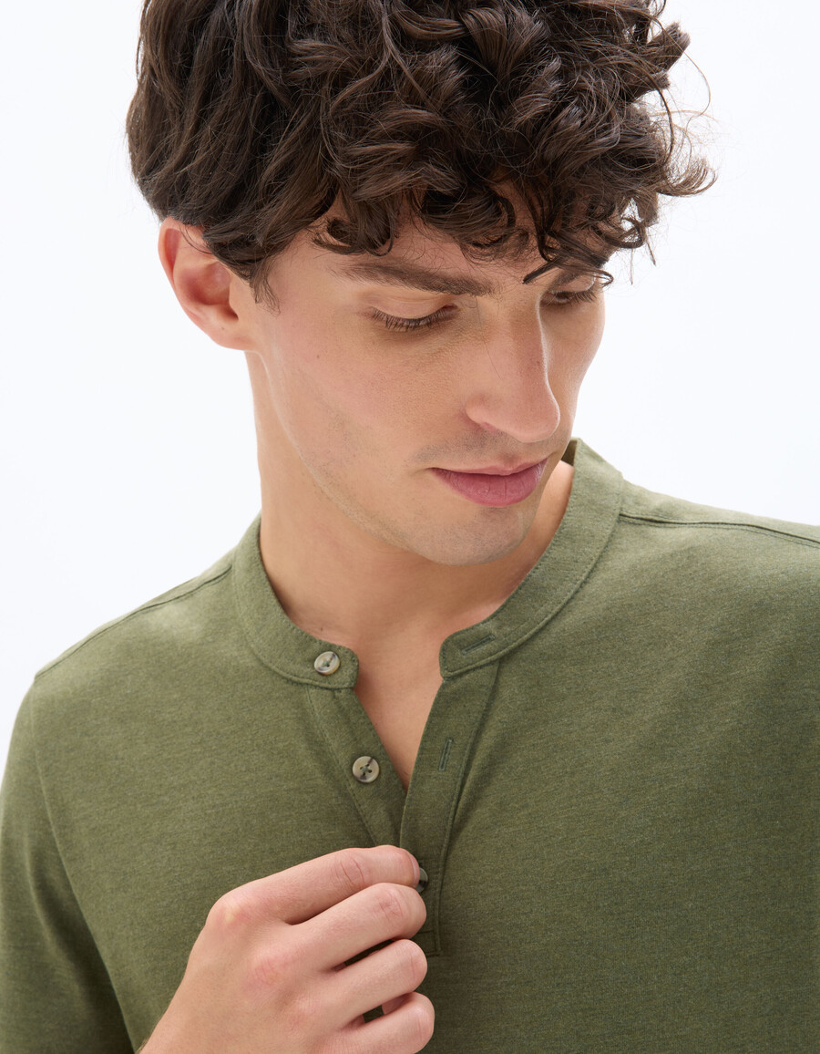 regular fit henley-t-shirt aus baumwollmischgewebe