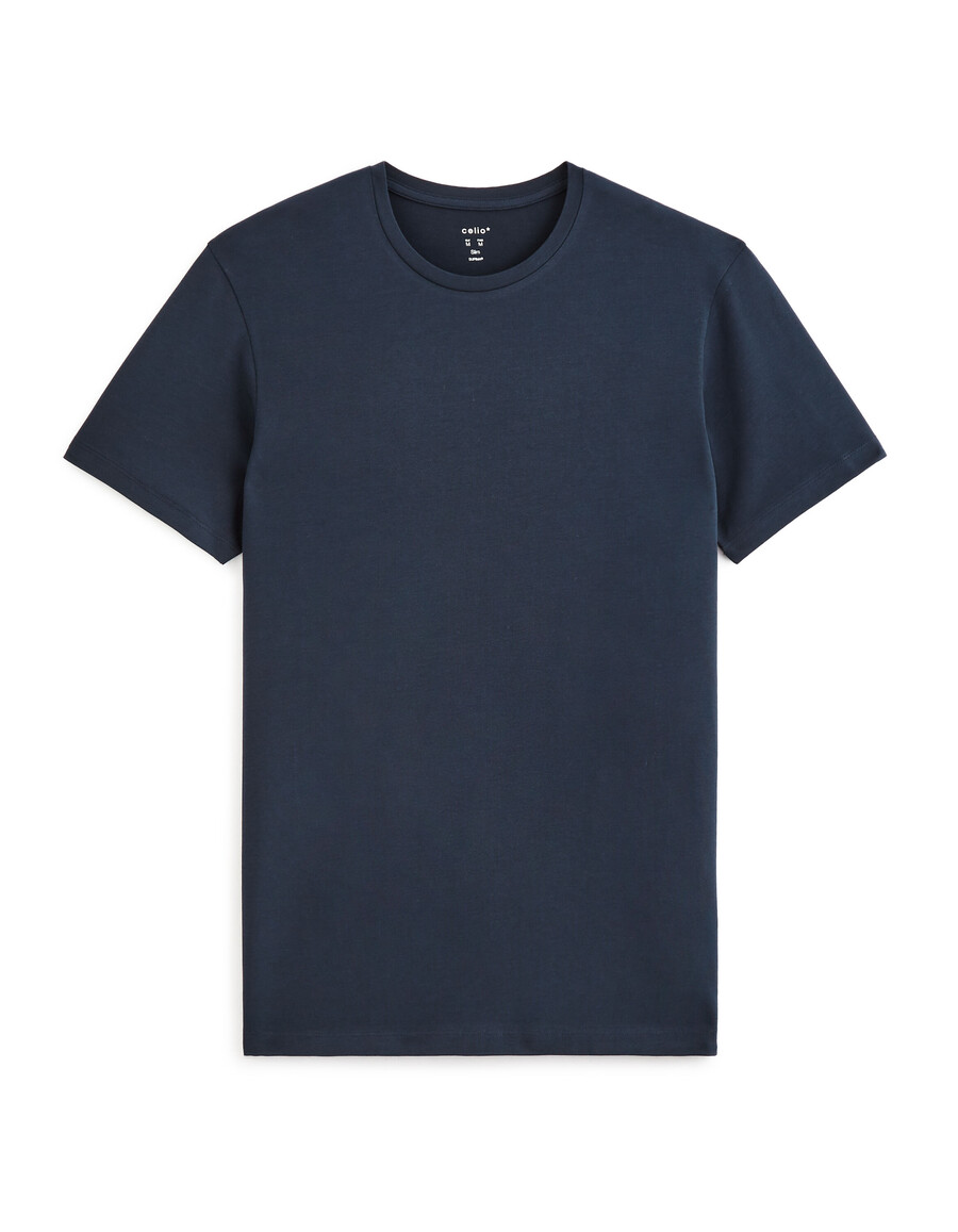 schmal geschnittenes rundhals-t-shirt aus stretch-baumwolle lange