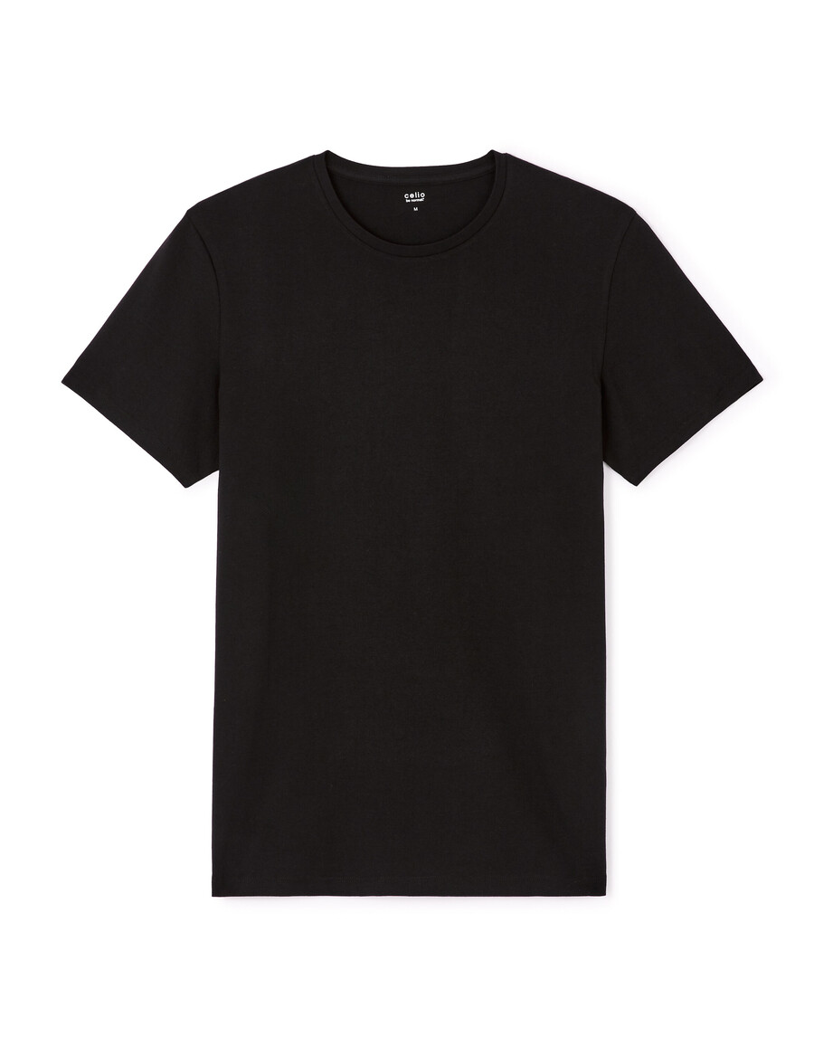 schmal geschnittenes rundhals-t-shirt aus stretch-baumwolle lange