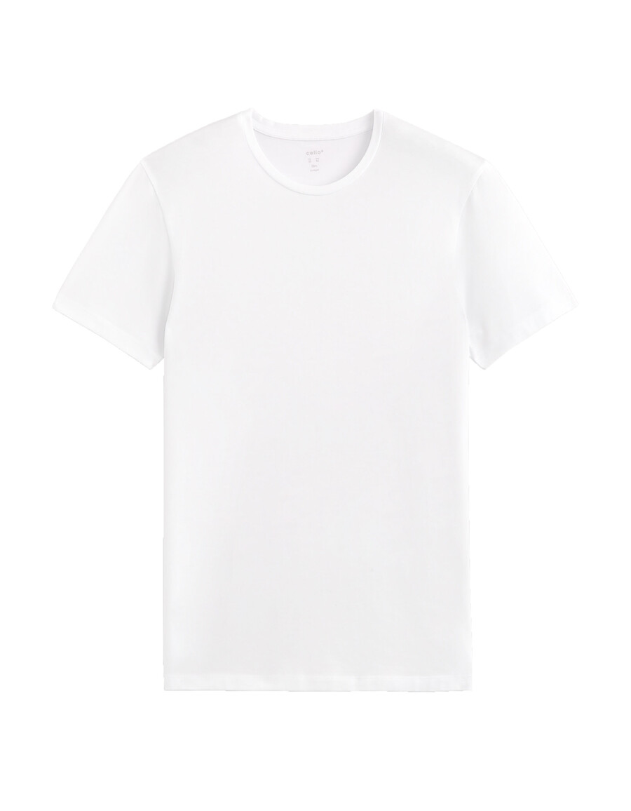 schmal geschnittenes rundhals-t-shirt aus stretch-baumwolle lange