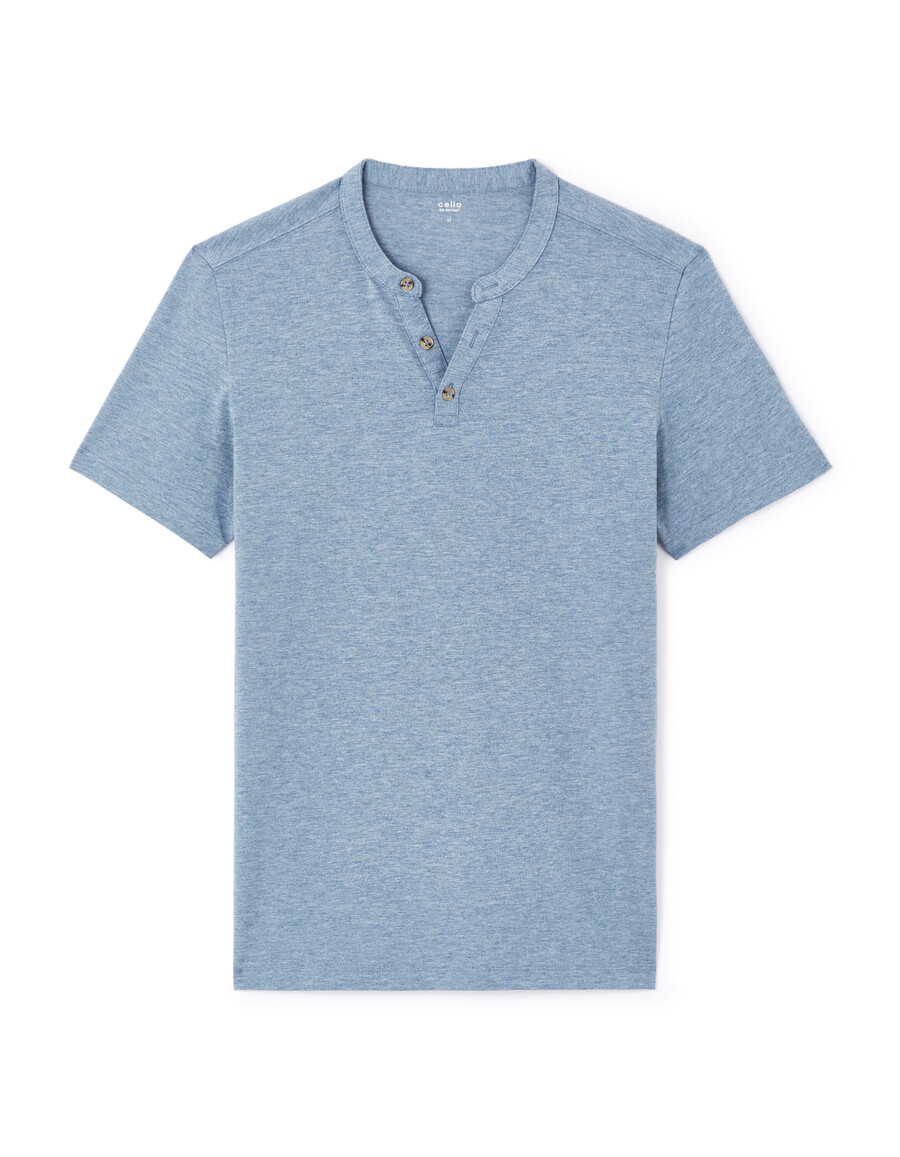 henley-t-shirt aus baumwollmischgewebe mit regulärer passform