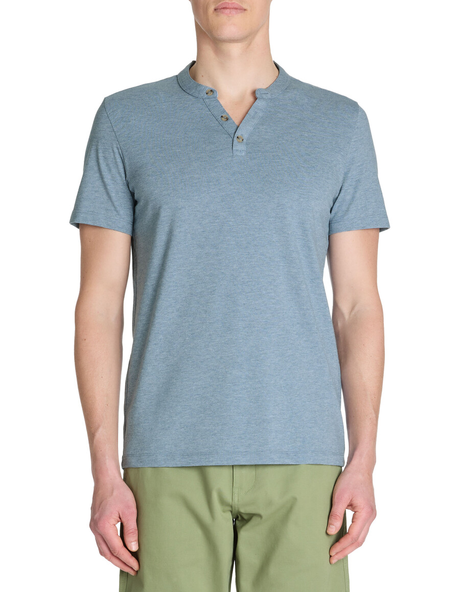 henley-t-shirt aus baumwollmischgewebe mit regulärer passform
