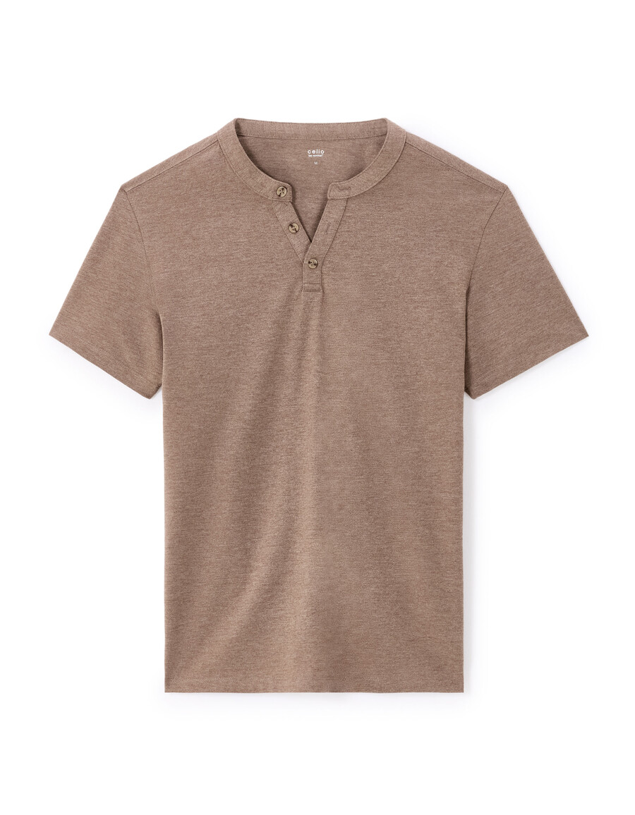 regular fit henley-t-shirt aus baumwollmischgewebe