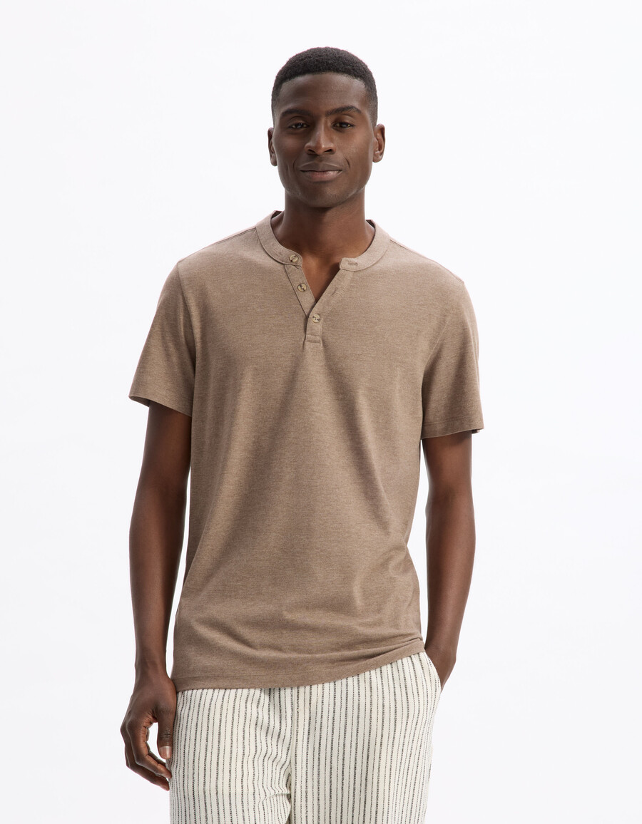 regular fit henley-t-shirt aus baumwollmischgewebe