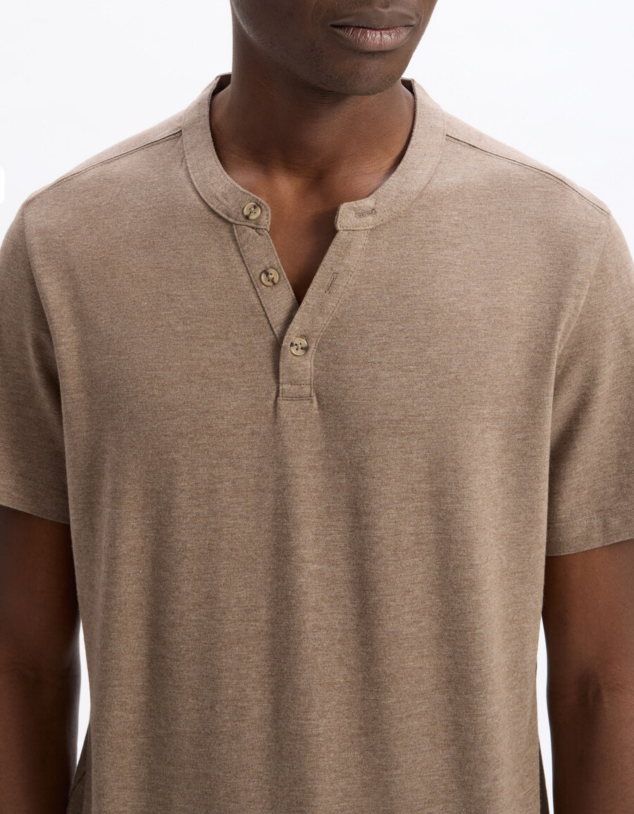 regular fit henley-t-shirt aus baumwollmischgewebe