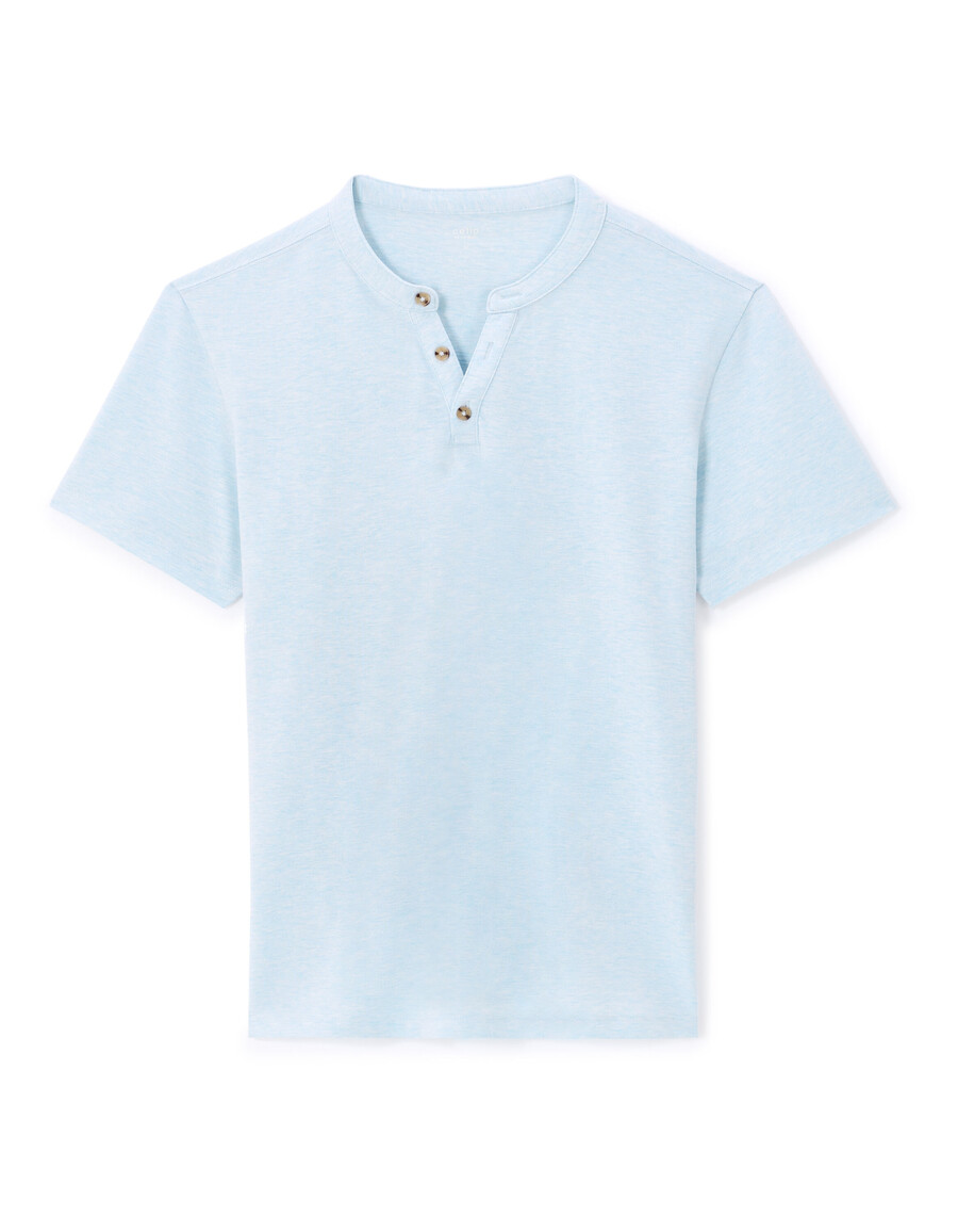 henley-t-shirt aus baumwollmischgewebe mit regulärer passform
