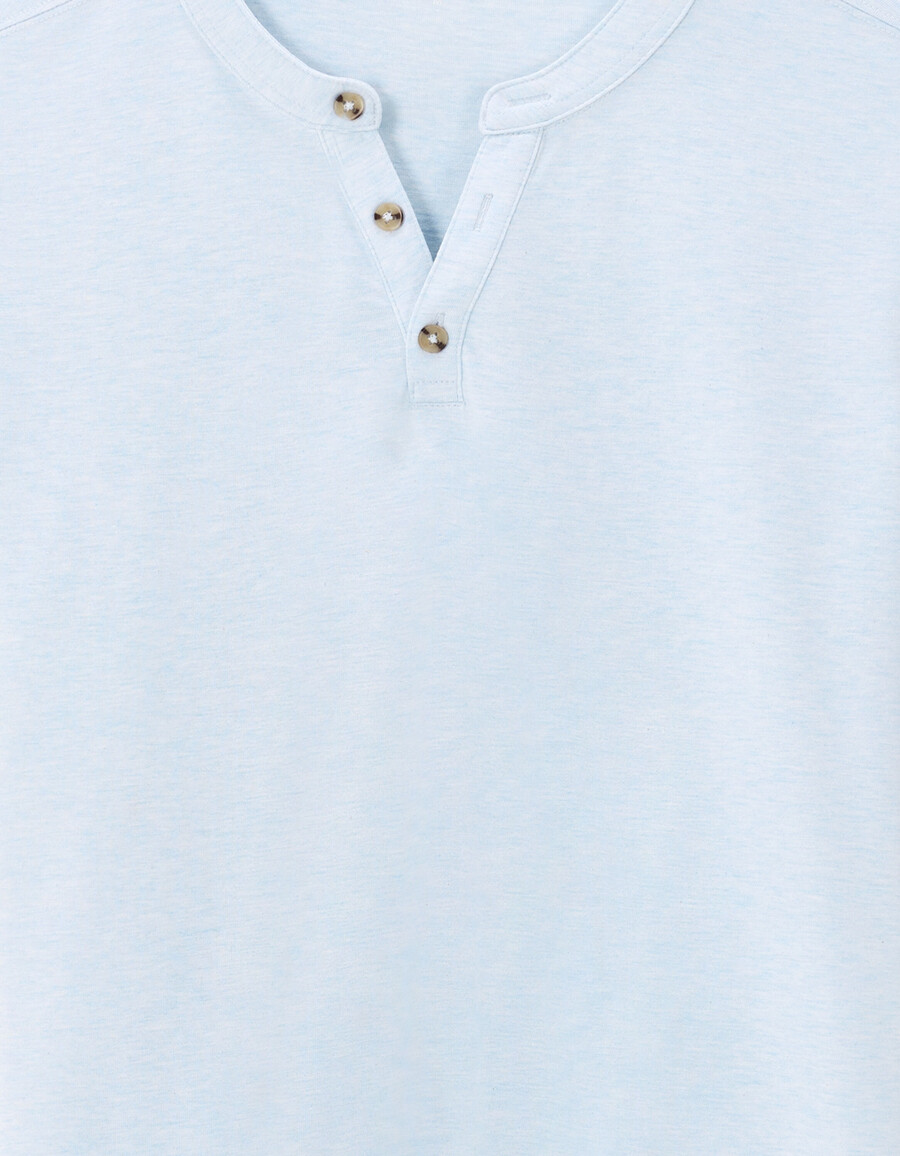 henley-t-shirt aus baumwollmischgewebe mit regulärer passform