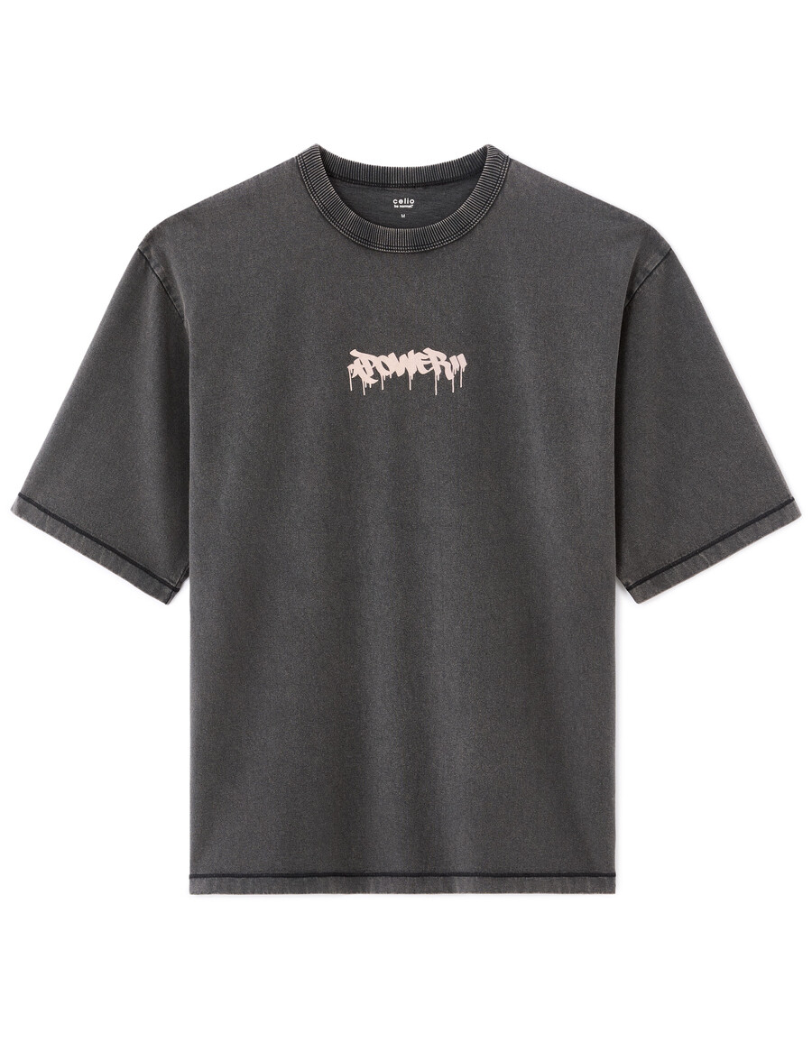 oversized-t-shirt mit rundhalsausschnitt 100 baumwolle bedruckt