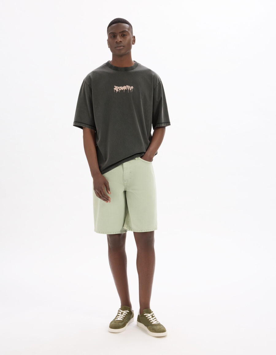 oversized-t-shirt mit rundhalsausschnitt 100 baumwolle bedruckt