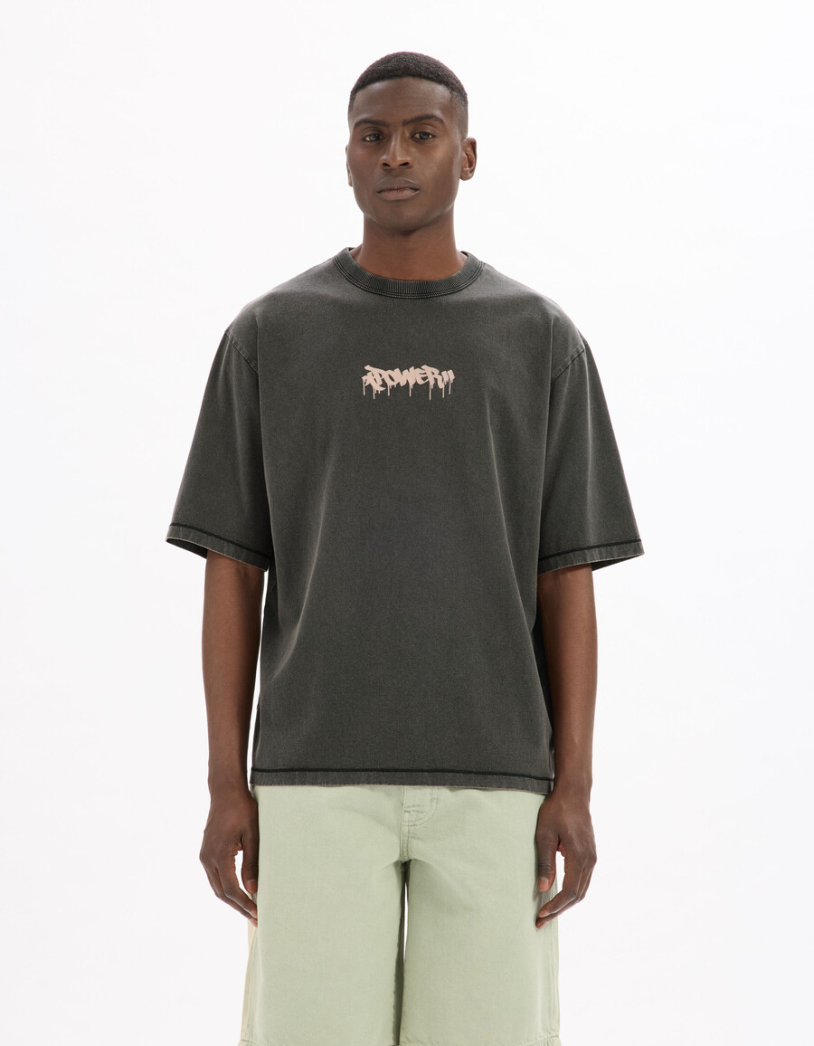 oversized-t-shirt mit rundhalsausschnitt 100 baumwolle bedruckt