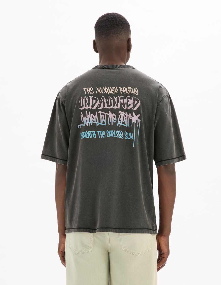 oversized-t-shirt mit rundhalsausschnitt 100 baumwolle bedruckt
