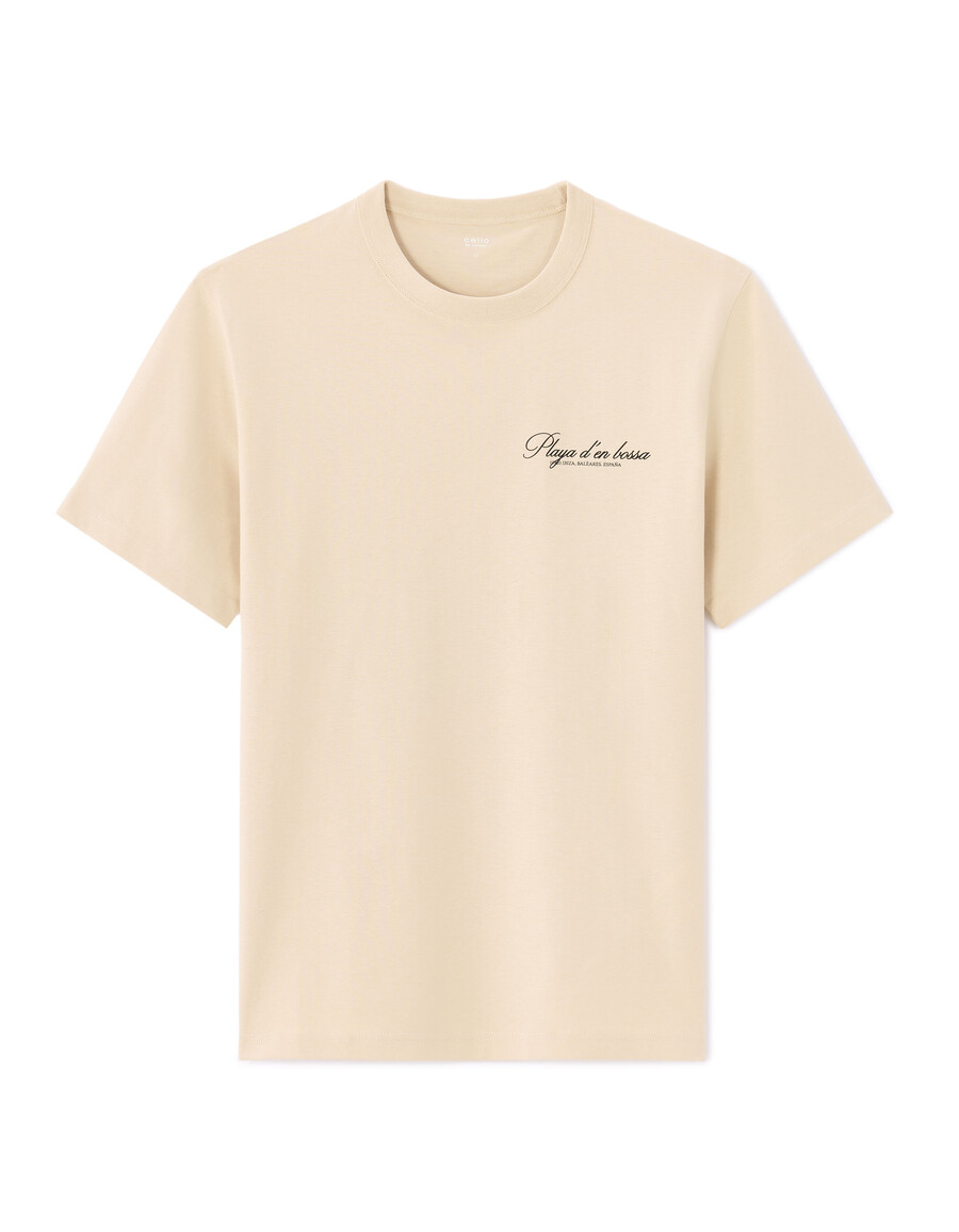 kastenförmiges t-shirt mit rundhalsausschnitt 100 baumwolle stadtmotiv