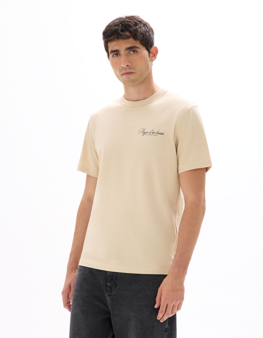 kastenförmiges t-shirt mit rundhalsausschnitt 100 baumwolle stadtmotiv