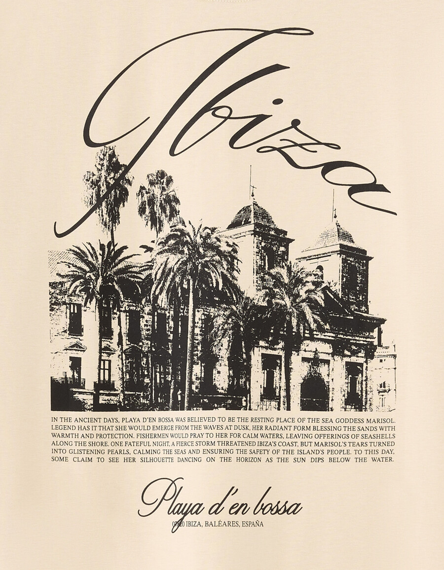 kastenförmiges t-shirt mit rundhalsausschnitt 100 baumwolle stadtmotiv