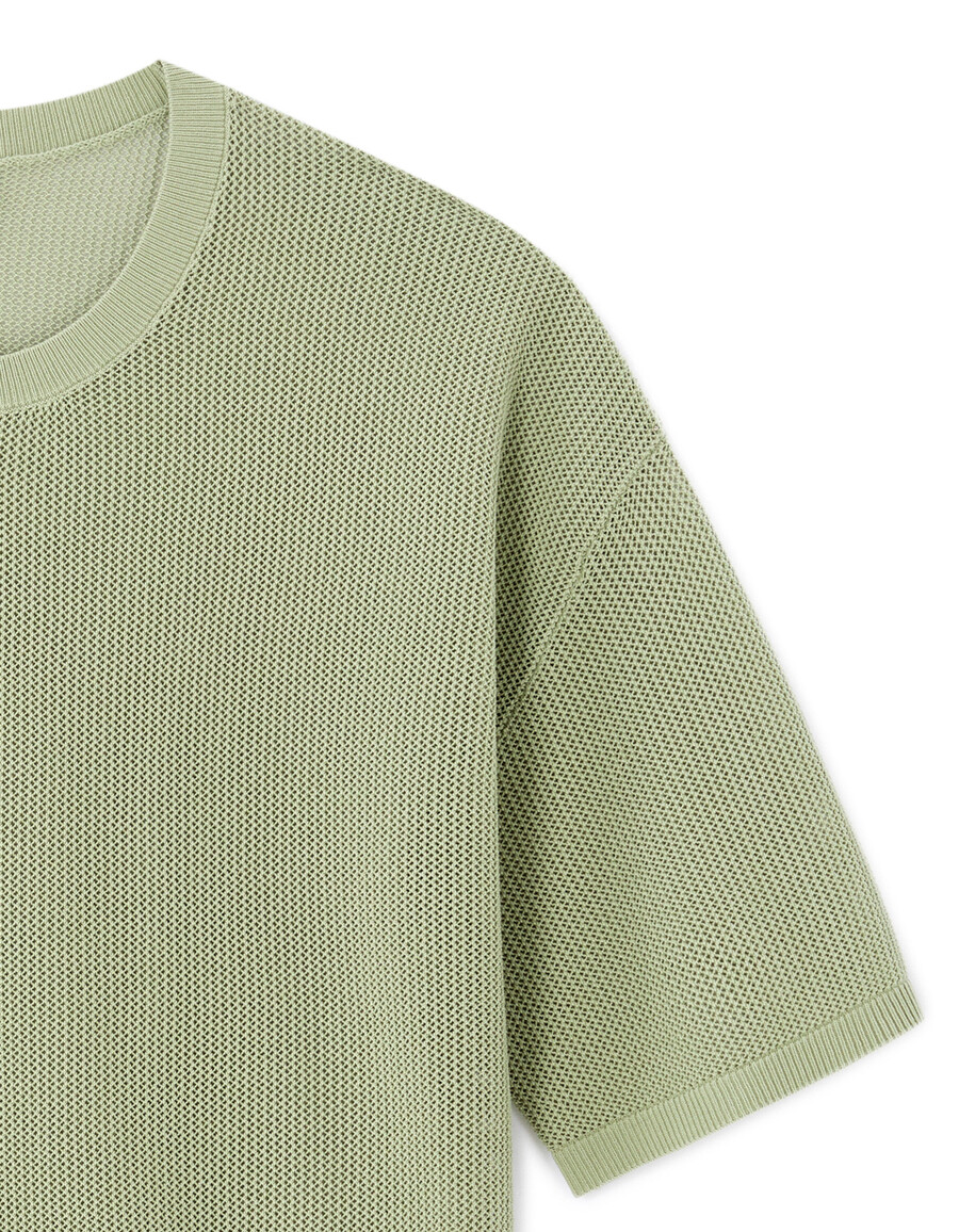 kastenförmiges strick-t-shirt mit rundhalsausschnitt