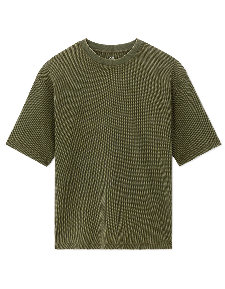 oversized-t-shirt mit rundhalsausschnitt 100 waffelstrick-baumwolle
