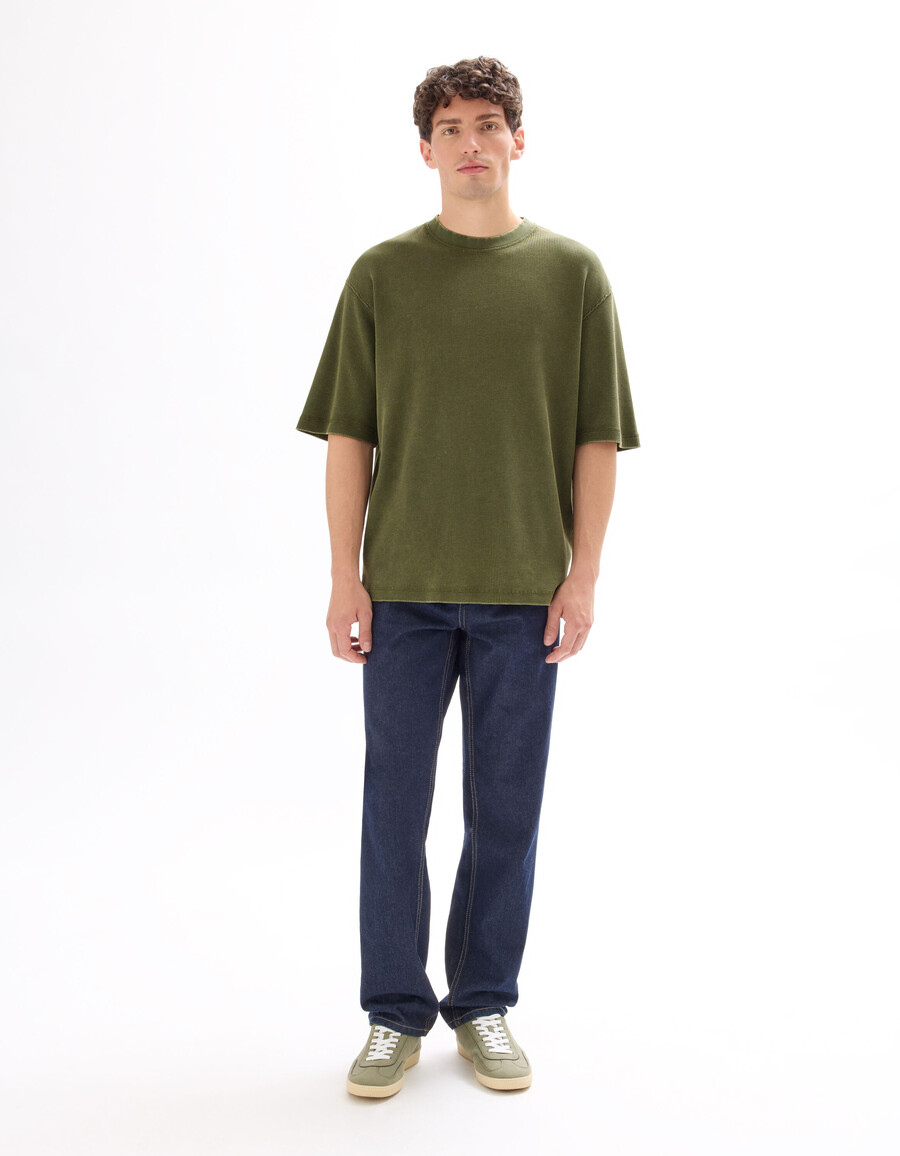 oversized-t-shirt mit rundhalsausschnitt 100 waffelstrick-baumwolle