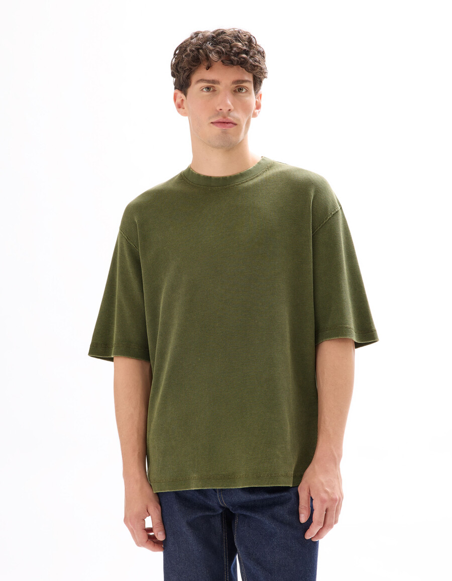 oversized-t-shirt mit rundhalsausschnitt 100 waffelstrick-baumwolle