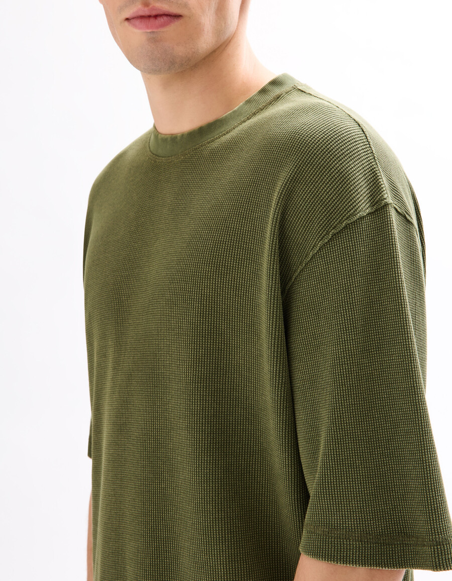 oversized-t-shirt mit rundhalsausschnitt 100 waffelstrick-baumwolle