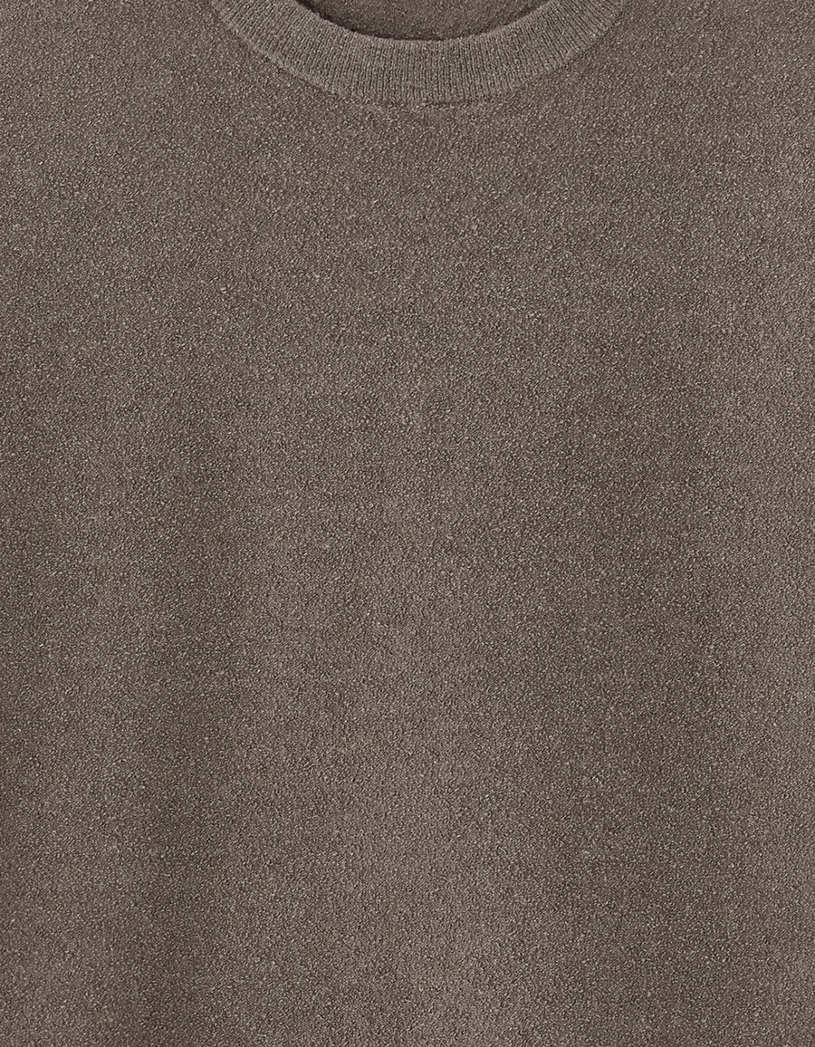 kastenförmiges rundhals-schlingenstrick-t-shirt