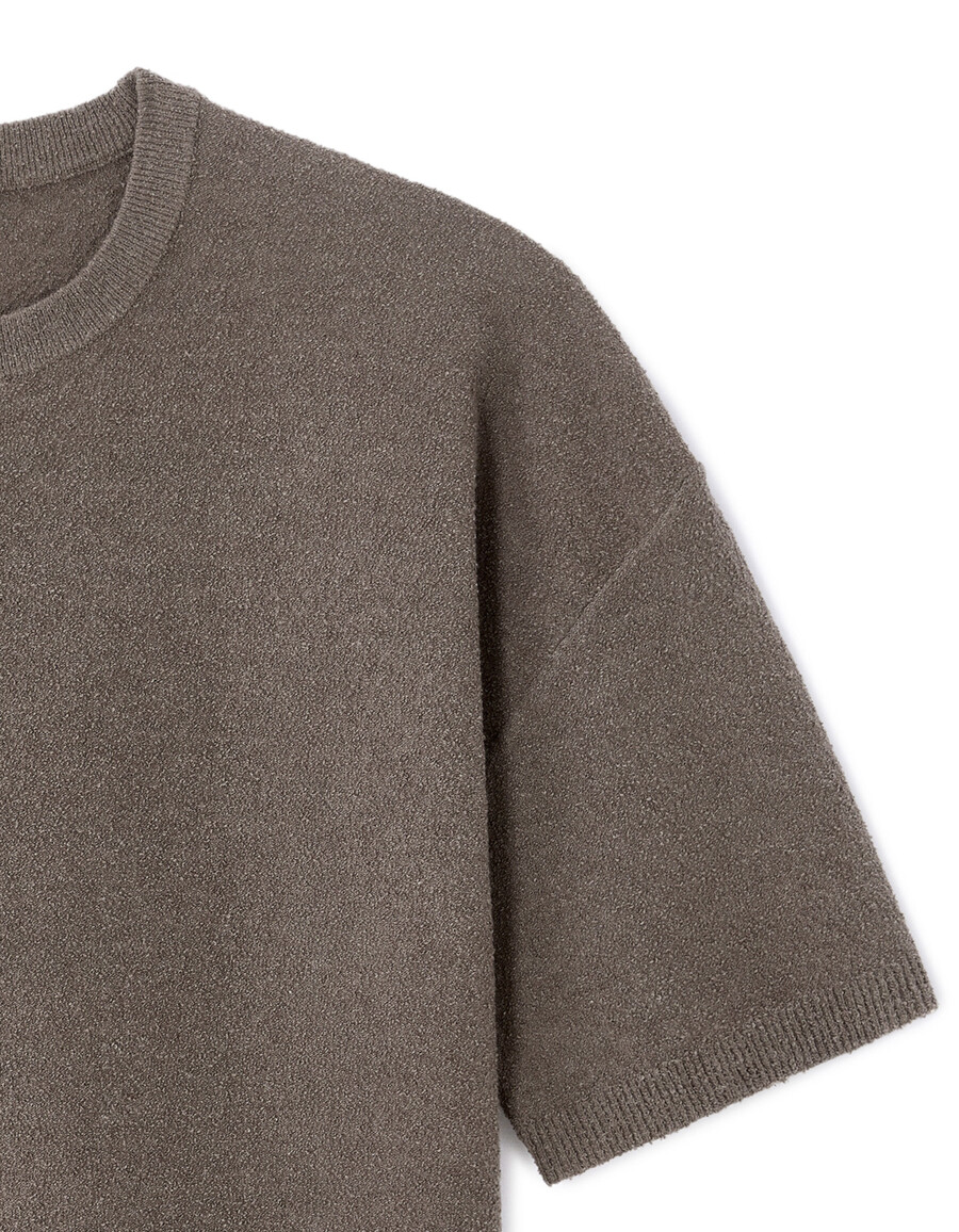 kastenförmiges rundhals-schlingenstrick-t-shirt